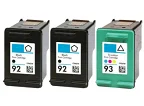 HP 92 and 93 3-pack 2 black 92, 1 color 93