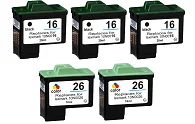 Lexmark No. 16 and 26 5-pack 3 black 16 (T0529), 2 color 26 (T0530)