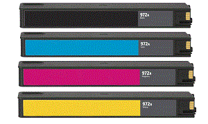 HP PageWide Pro 377dw 972A 4-pack 1 black 972A (F6T80AN), 1 cyan 972A (L0R86AN), 1 magenta 972A (L0R89AN), 1 yellow 972A (L0R92AN)